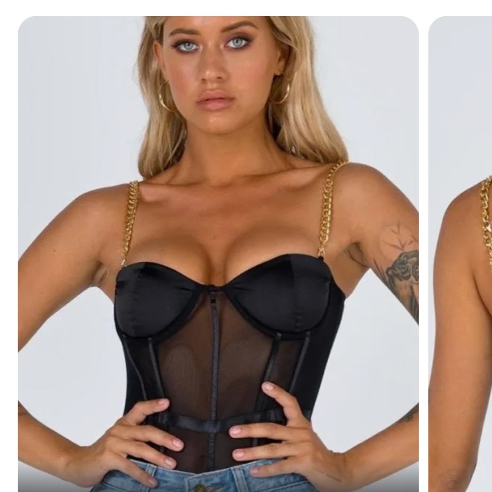 Princess Polly Sheer Gold Strap Bodysuit